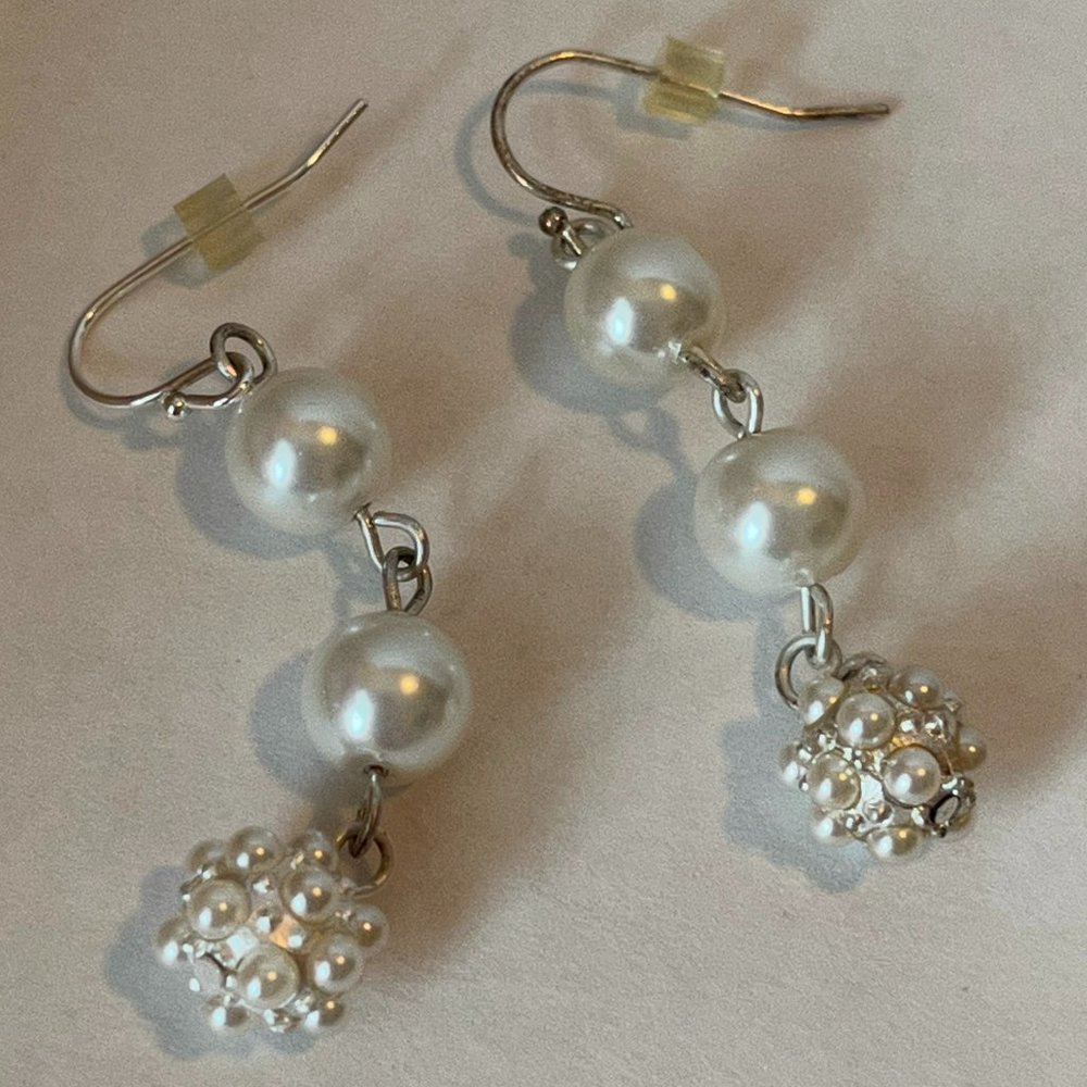 Pearl Pave Dangle Earrings